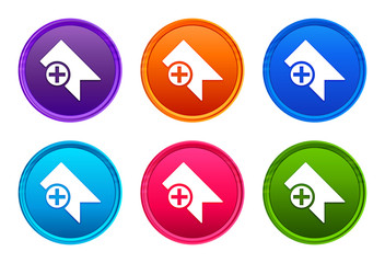 Bookmark icon luxury bright round button set 6 color vector