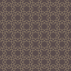 Seamless background for your designs. Modern vector brown and golden ornament. Geometric abstract pattern