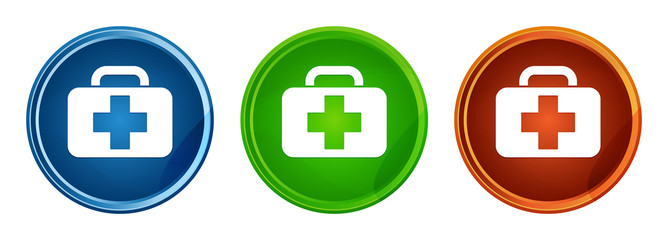 Fototapeta premium Medical bag icon stylish round button set glass design