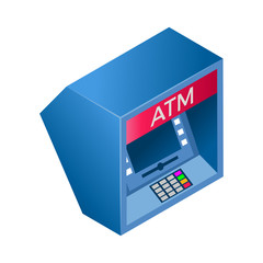 Business & Finance, Atm machine, Isometric 3D icon.