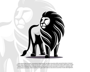 Elegant stand lion art logo symbol illustration