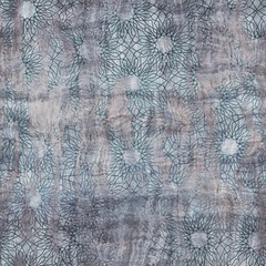 Seamless blue texture grungy repeat pattern swatch. Highly textured and incredibly intricate turquoise, indigo, and cream mixed media design. Bleeding ink pigment. Realistic wrinkled fabric grain tile