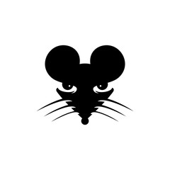 Mouse head mascot cartoon illustration flat design