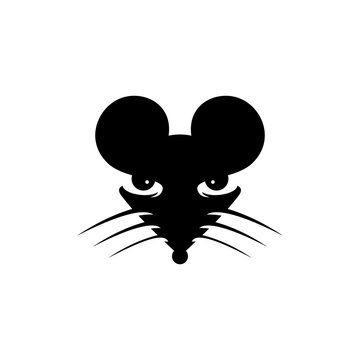 Mouse head mascot cartoon illustration flat design