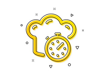 Obraz premium Frying stopwatch sign. Cooking timer icon. Food preparation symbol. Yellow circles pattern. Classic cooking timer icon. Geometric elements. Vector