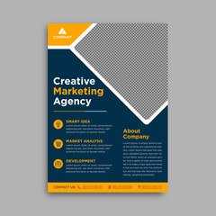 creative business agency flyer, brochure, poster, annual report in A4  with navy blue color