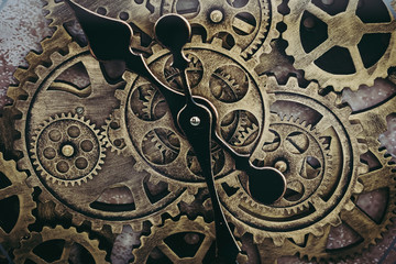 Mécanisme en métal d'une horloge - Roues d'horlogerie