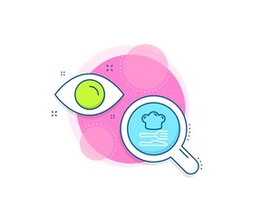 Cooking chef sign. Research complex icon. Food line icon. Fork, knife symbol. Analytics or analysis banner. Food sign. Vector