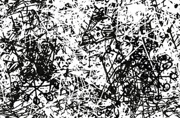 Obraz premium Grunge background black and white. Texture of chips, cracks, scratches, scuffs, dust, dirt. Dark monochrome surface. Old vintage vector pattern