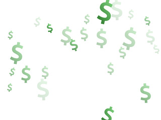 Green dollar symbols scatter currency vector 