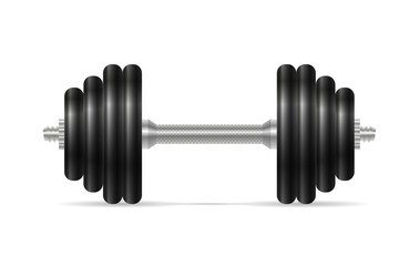 Metal dumbbell isolated on white background.
