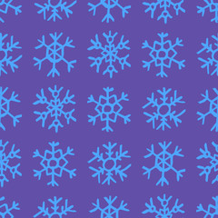 Naklejka na ściany i meble Seamless background of hand drawn snowflakes