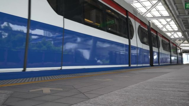 City skytrain at station platform in Bangkok