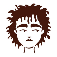 young afro man ethnicity with long hair silhouette style icon