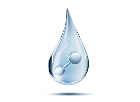 H2 Molecule symbol with water drop