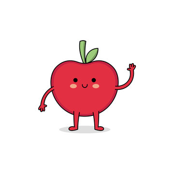 Cute apple fruit cartoon character