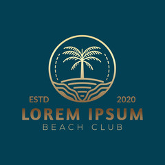 palm and beach logo. luxury elegant palm tree symbol