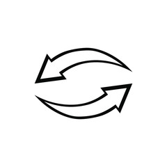 Arrow black white icon. Recycle refresh reload sign. Circulation symbol. Vector graphics of website and application interface design.