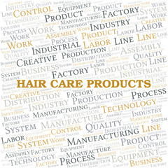 Hair Care Products word cloud create with text only.