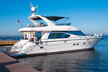 White yacht in the port