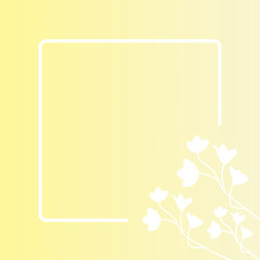 Yellow gradient background and frame for text with white flowers.