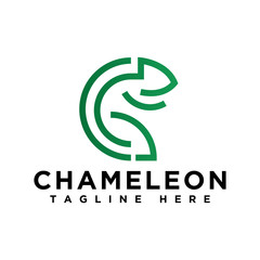 creative abstract outline chameleon logo design 