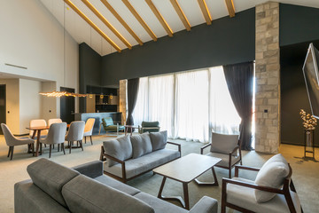 Interior of a luxury open plan hotel apartment