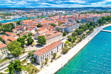 Fototapeta na wymiar City of Zadar historic landmarks aerial panoramic view