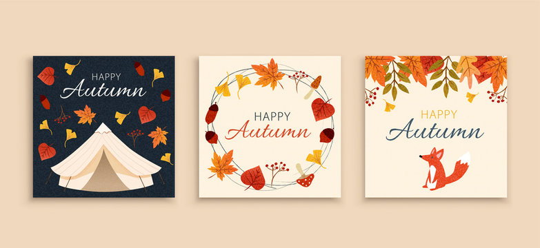 Autumn forest cover template