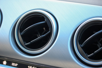 Close up of vehicle dashboard air vents