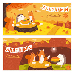 Autumn celebration banner set