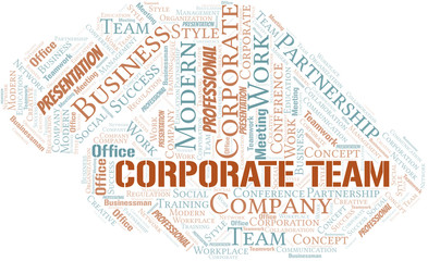 Corporate Team vector word cloud, made with text only.