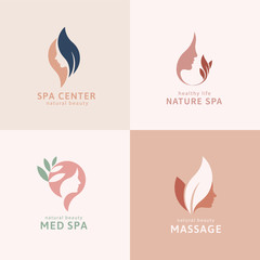 Set of woman profile logo design