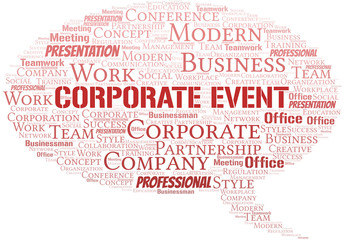 Corporate Event vector word cloud, made with text only.