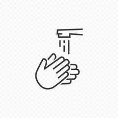 Icon of hygiene procedure, disease prevention. Vector handwash safety symbol.  Healthcare wash hands with soap sign