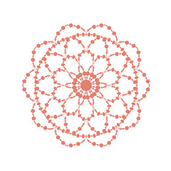 Abstract vector element. Lacy ornamental pattern on white background. Floral decorative detail. Floral mandala.