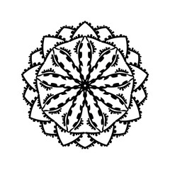 Abstract vector element. Lacy ornamental pattern on white background. Floral decorative detail. Floral mandala.