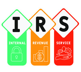 IRS  - internal revenue service. acronym business concept. vector illustration concept with keywords and icons. lettering illustration with icons for web banner, flyer, landing page, presentation