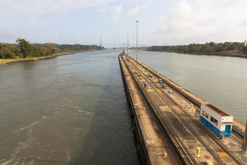 Fototapeta na wymiar Views of the entrance to the old locks of the Panama Canal, Panama