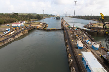 Fototapeta premium Views of the entrance to the old locks of the Panama Canal, Panama