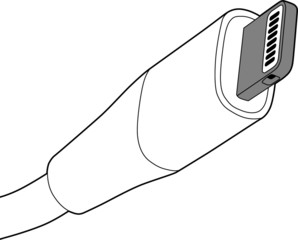 Professional vector illustration of a Lightning cable charger - Line Drawing, Black and White, technology