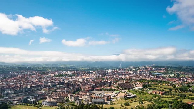 Time-lapse. City of Oviedo (Asturias) from Naranco mountain.(20200817)