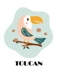 cute cartoon toucan isolated on white background © StockVector