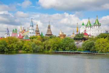 The complex of buildings of the Kremlin in Izmailovo. Unique modern center of culture and entertainment. Moscow, Russia