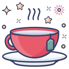 
Hot herbal tea cup icon design, hot beverage concept 
