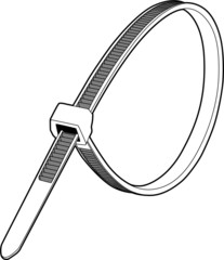 Professional vector illustration of a Cable Tie - Line Drawing, Black and White, Zip Tie © Martin