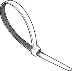 Professional vector illustration of a Cable Tie - Line Drawing, Black and White, Zip Tie