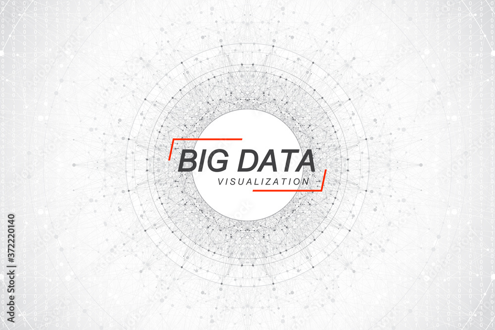 Leinwandbilder Big data visualization. Big data machine learning algorithms. Data array visualization. Visual information complexity. Futuristic analysis of infographics Information. Vector illustration.