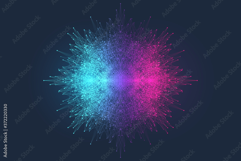Fototapete Big data visualization. Big data machine learning algorithms. Data array visualization. Visual information complexity. Futuristic analysis of infographics Information. Vector illustration.