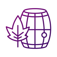 wine wooden barrel with leaf gradient style icon